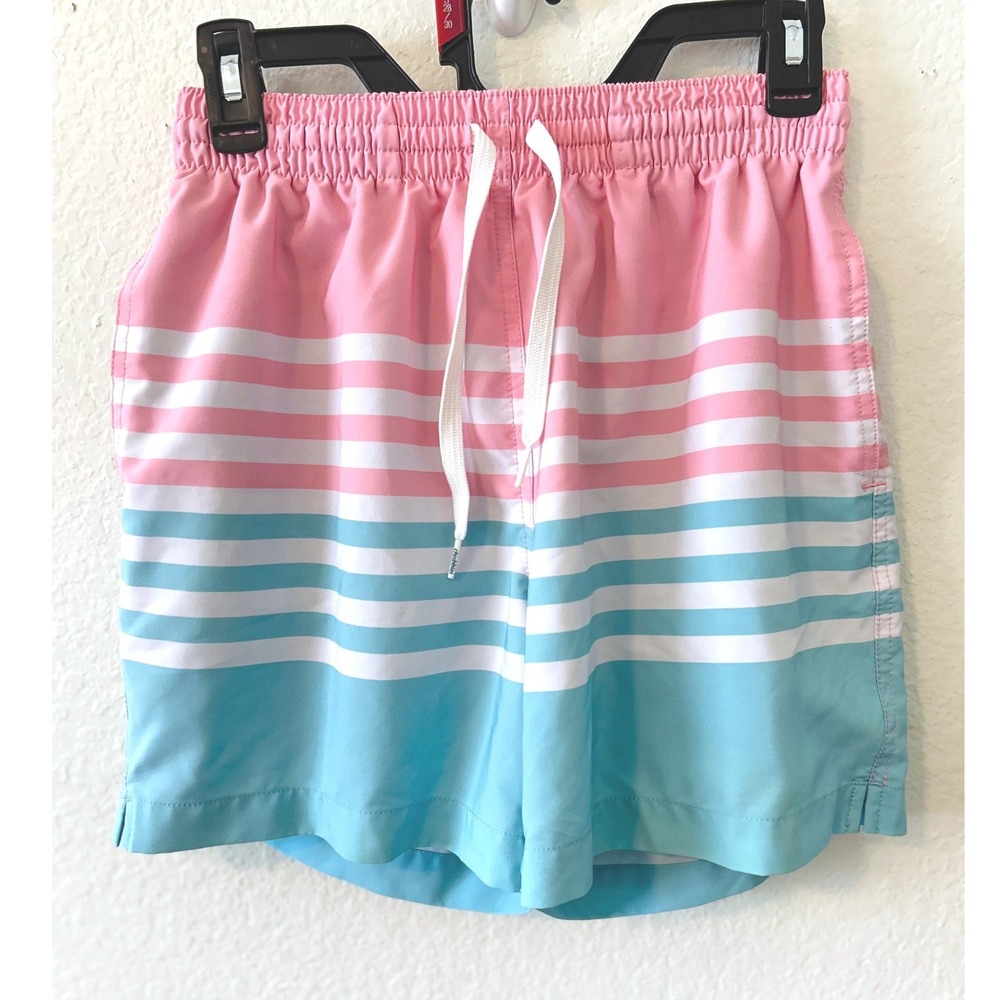 Chubbies Mens Pink Blue Striped Swim Trunks 5.5 Inch Inseam Mesh Lined SZ SM